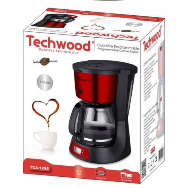 Cafetière TECHWOOD 1000W Rouge (TCA-1295) Cafetière TECHWOOD 1000W Rouge (TCA-1295)